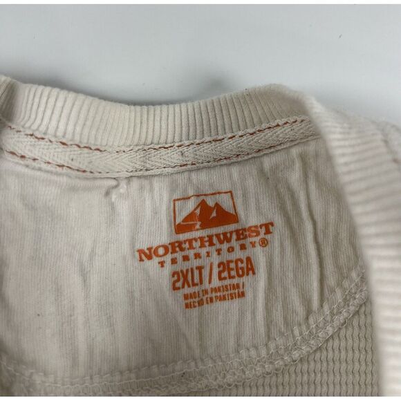 Lot 2 Northwest Territory Mens Henley Shirts 2XLT Weave Blue Ivory Cotton Thick - Picture 7 of 9